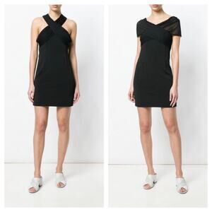 Diane Von Furstenberg Black Convertible Mini Dress Small Sash Wrap Cocktail LBD